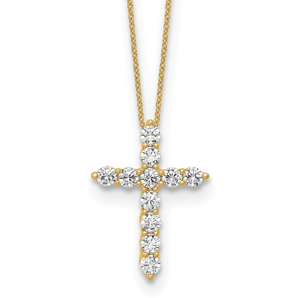10k 3/4 carat Lab Grown Diamond VS/SI+ G+ Complete 18 inch Cross Pendant Necklace