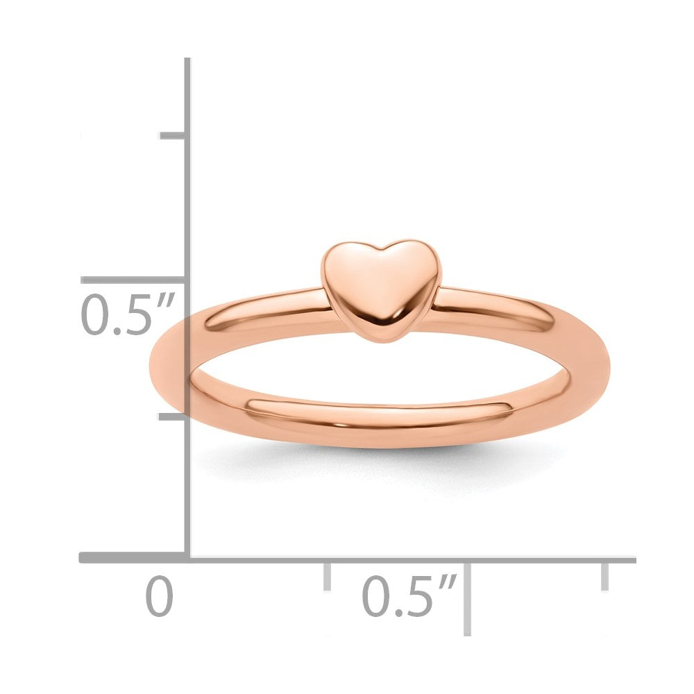 Sterling Silver Stackable Expressions Pink-plated Puffed Heart Ring Size -10