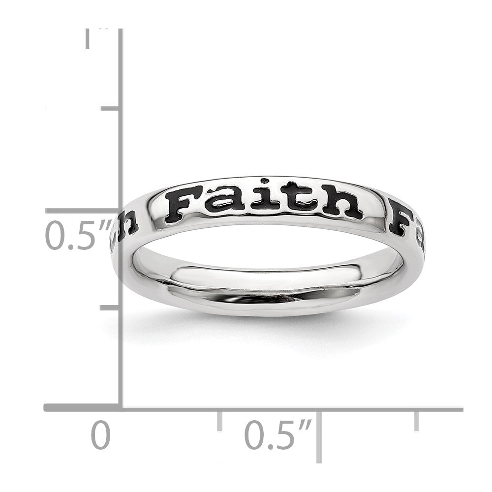 Sterling Silver Stackable Expressions Polished Enameled Faith Ring Size -8