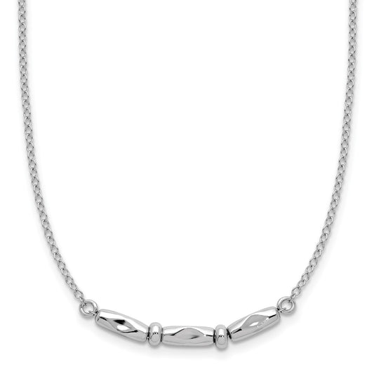 Sterling Silver RH-plated Polished Fancy w/1in ext. Necklace