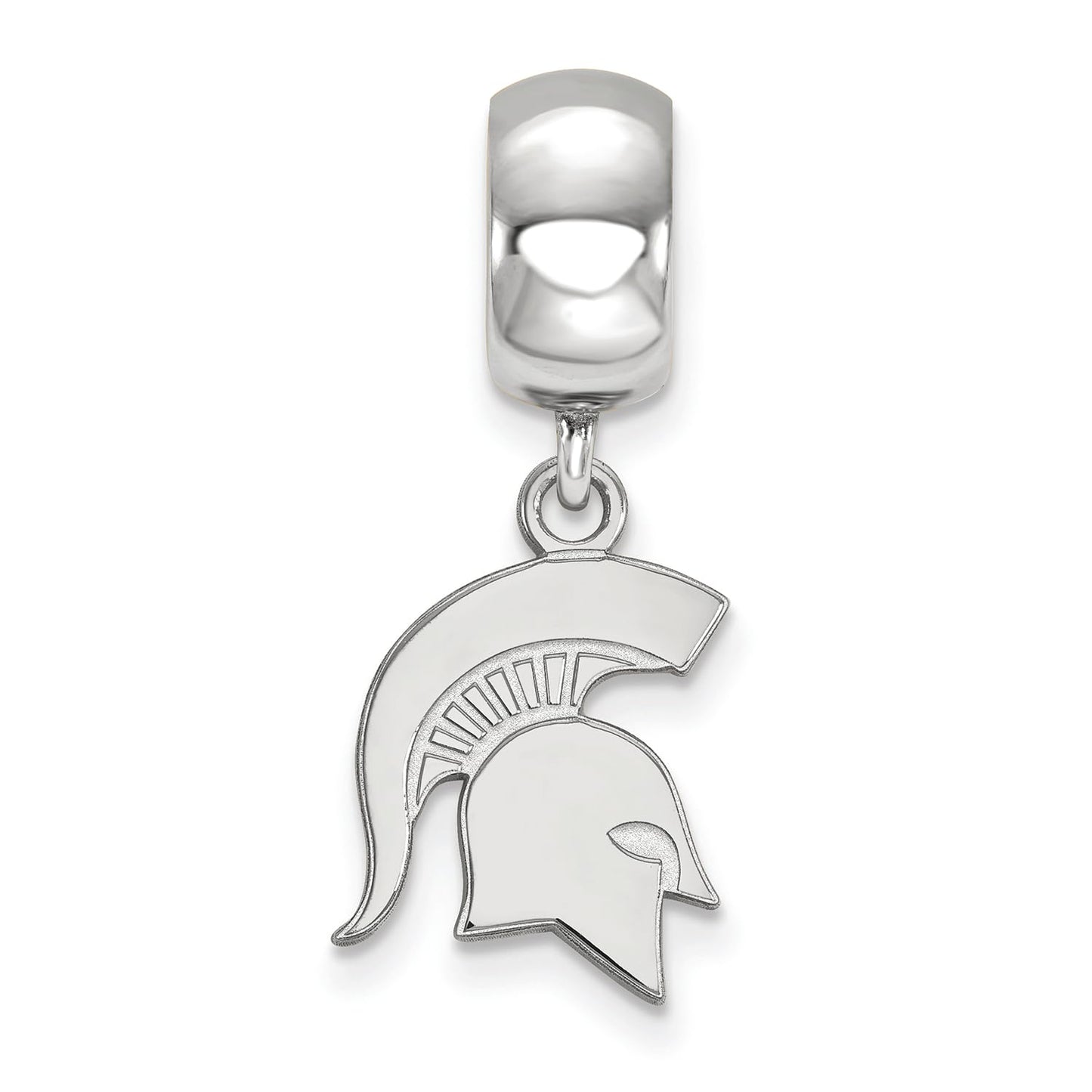 Sterling Silver Rhodium-plated LogoArt Michigan State University Spartan Small Dangle Bead Charm