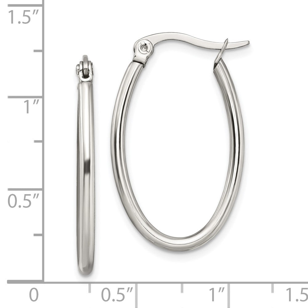 Stainless Steel Polished 18mm Diameter Oval Hoop Earrings
