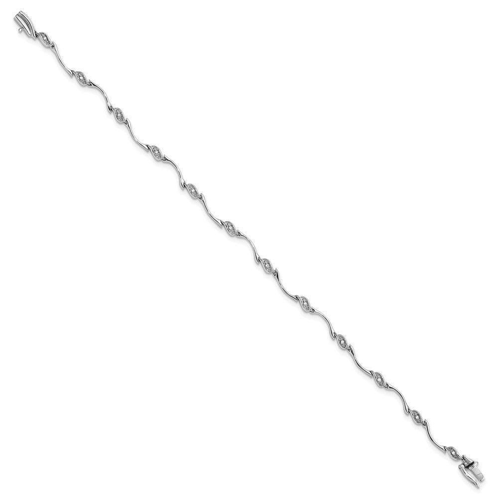 Sterling Silver Rhodium-plated Diam. Bracelet 7 inches