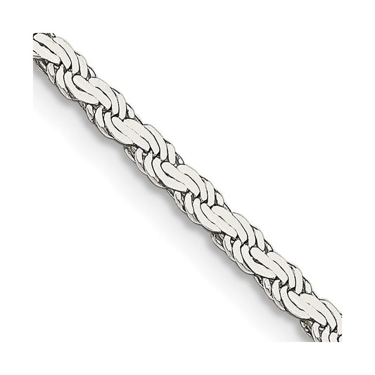 Sterling Silver 2.25mm Flat Rope Chain 24 Inches