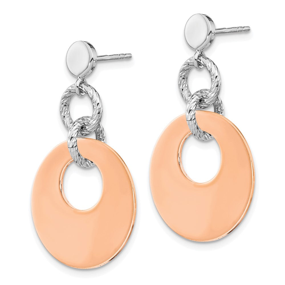 Sterling Silver Rose Gold-plated Rh-plated D/C Post Dangle Earring