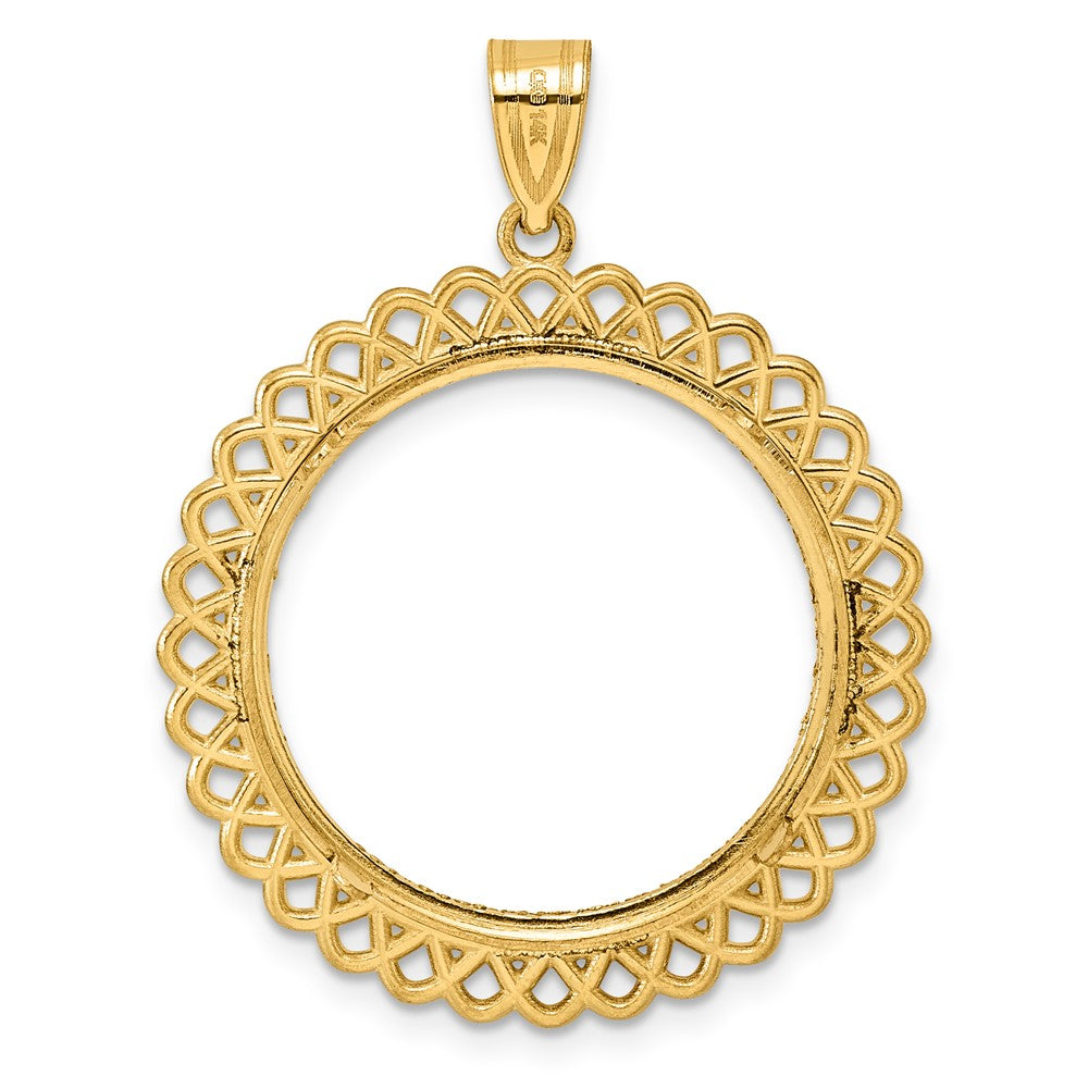 14k Diamond Cut Loop with 22.0mm Prong Coin Bezel Pendant