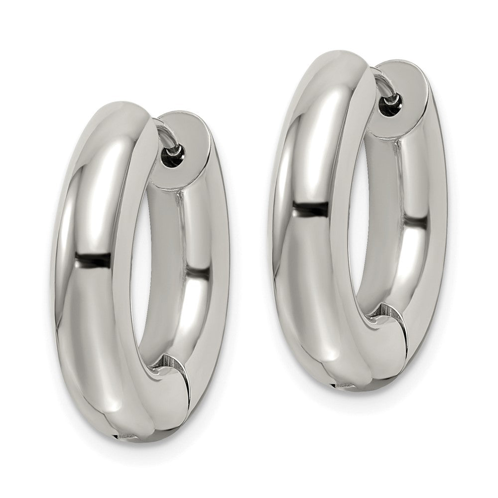 Stainless Steel Polished 5mm Hinged Hoop Earrings