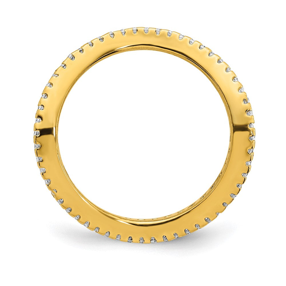 Prizma Sterling Silver Gold-tone 14K Flash Gold-plated White and Colorful Channel-Set CZ Ring