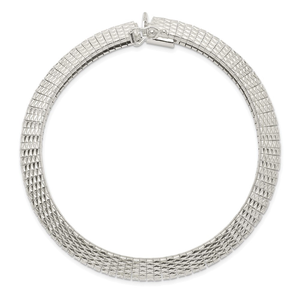 Sterling Silver 5.5mm Textured Knife-edge 7.5in Bracelet