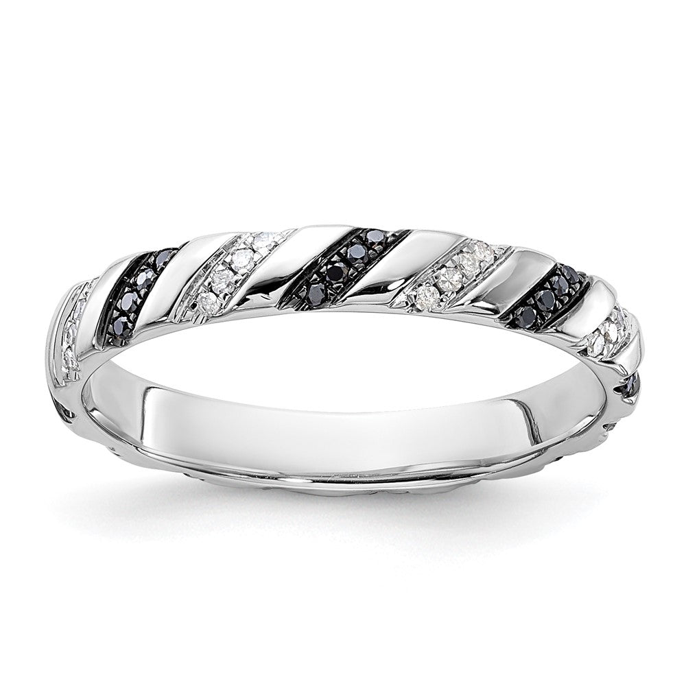 Sterling Silver Stackable Expressions Black & White Diamond Ring