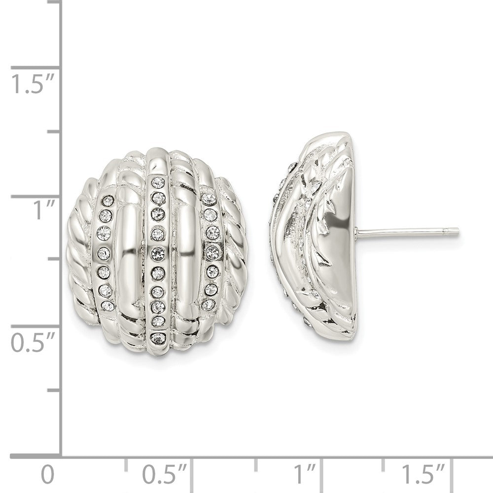 Sterling Silver Polished Crystal Post Earrings