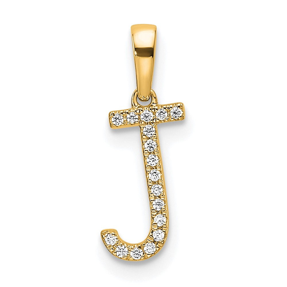 14K Diamond Letter J Initial Pendant