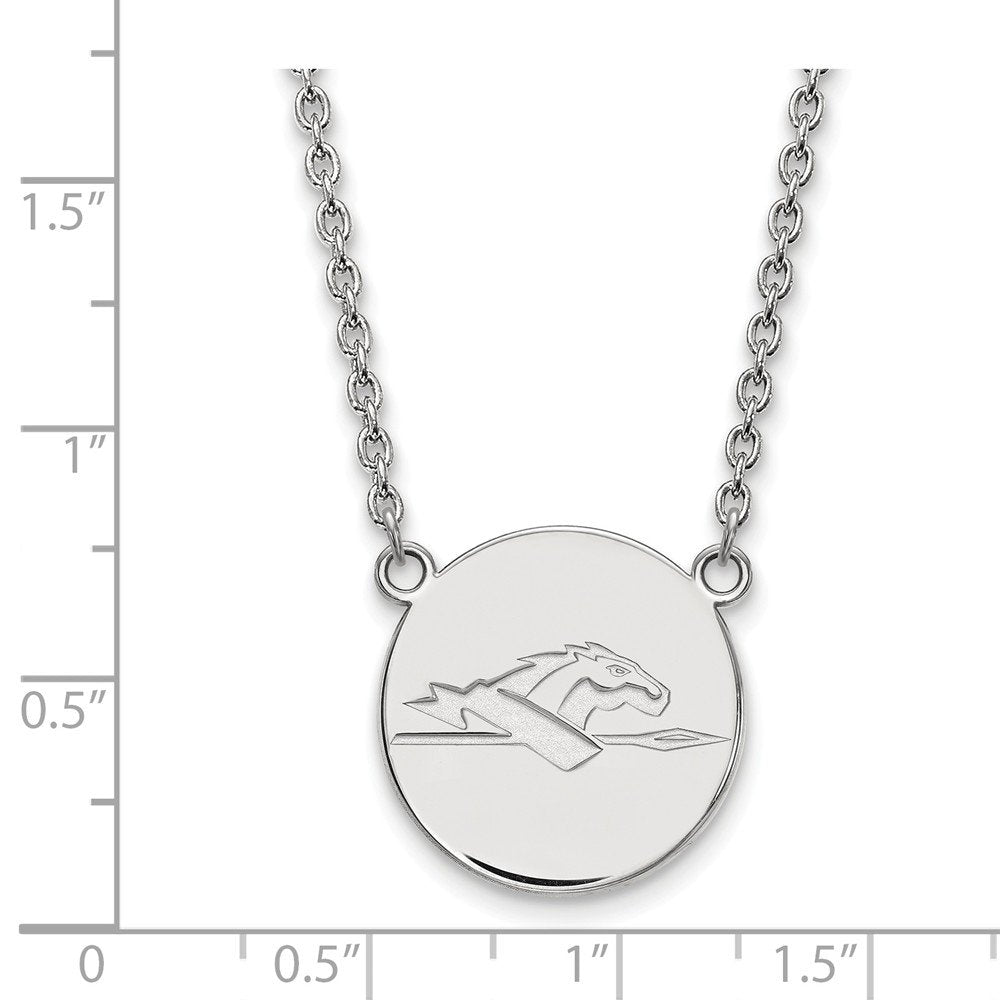 Sterling Silver Official Licensed Collegiate 18in Longwood University (LU) Large Disc Pendant