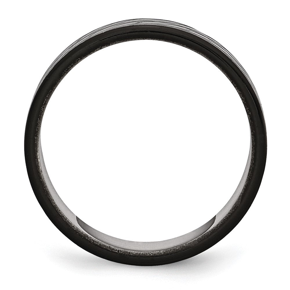Stainless Steel Polished Black IP-plated Diamond-Cut 8mm Band Size - 8