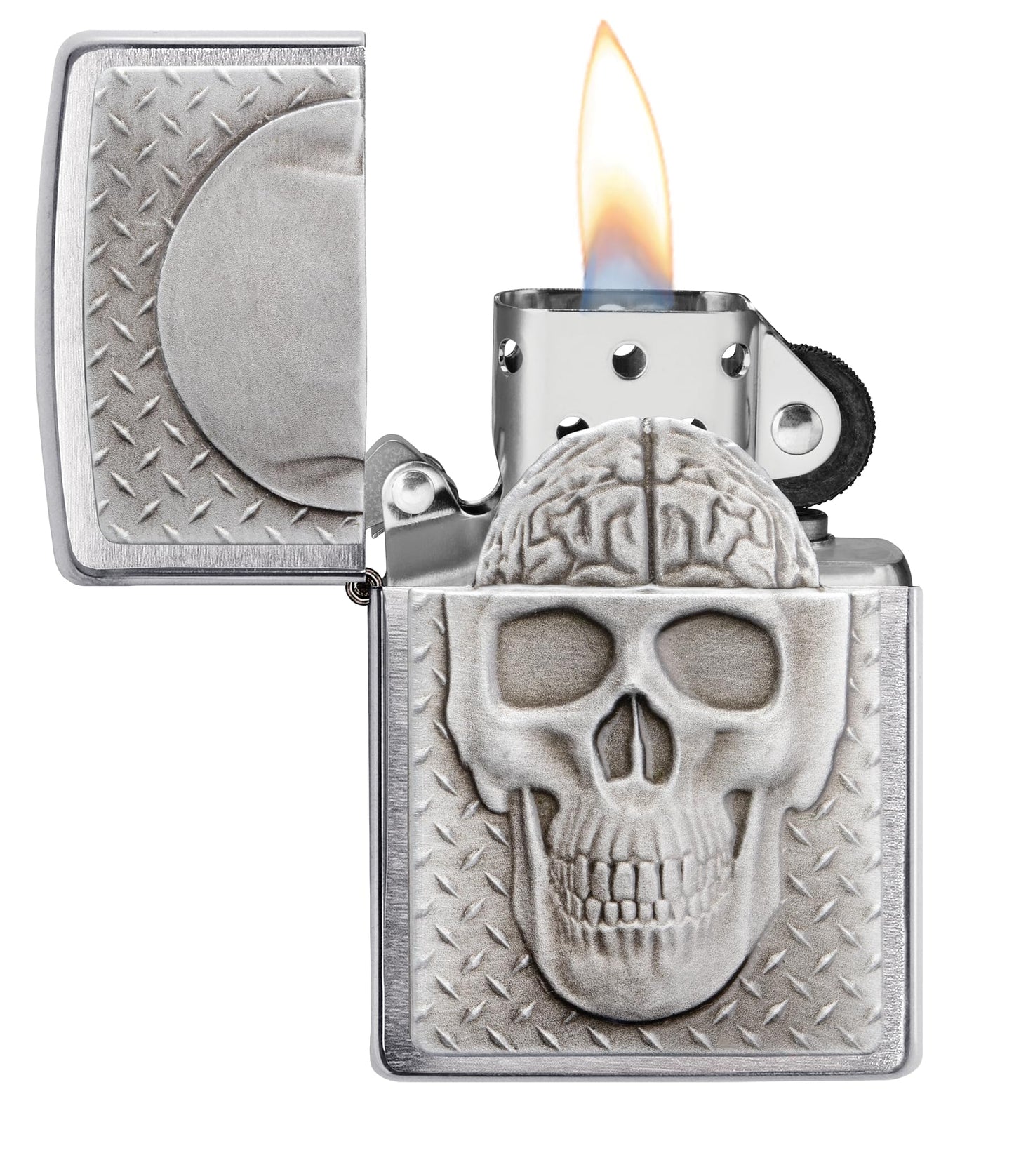 Zippo Skull with Brain Surprise Brushed Chrome Pocket Lighter