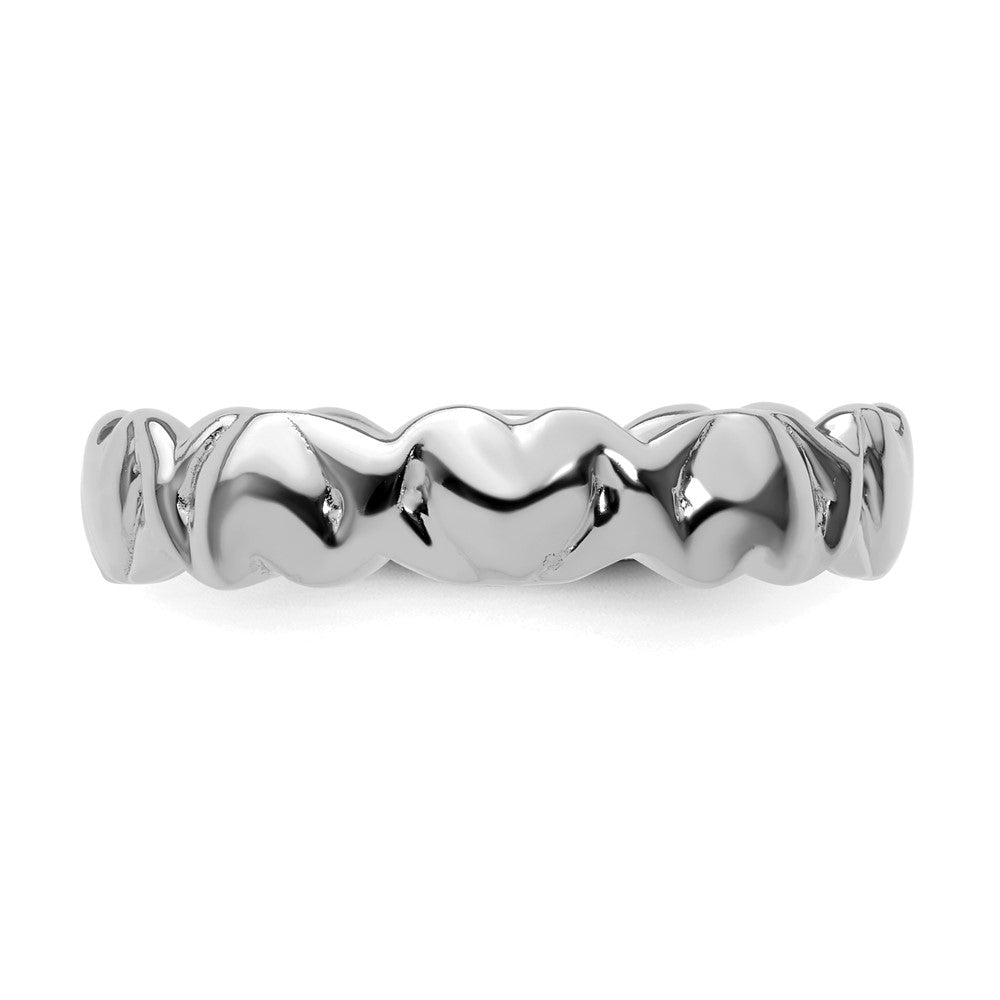 Sterling Silver Stackable Expressions Rhodium Hearts Ring Size -10