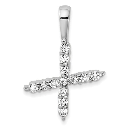 14k White Gold 1/8 carat Lab Grown Diamond VS/SI+ G+ Letter X Initial Pendant