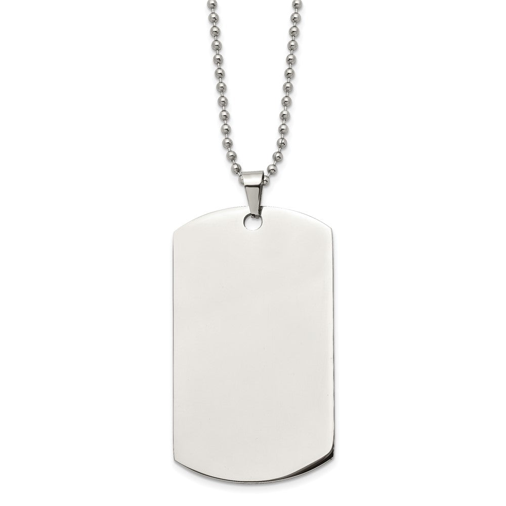 Stainless Steel Brushed & Polished Round Edge XLarge 2mm Dog Tag Necklace