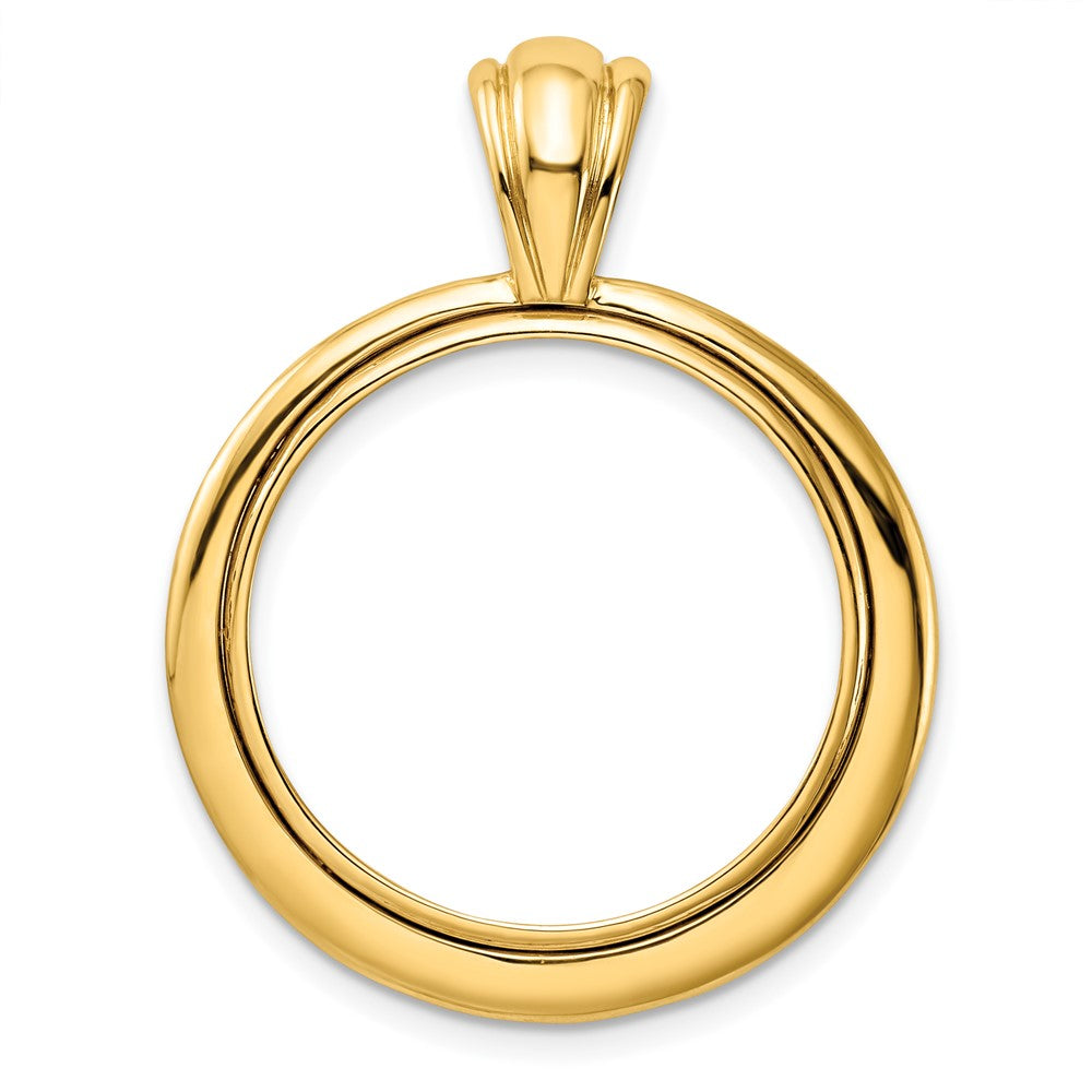 Wideband Distinguished Coin Jewelry 14k Polished Concentric Circle 22.0mm Prong Coin Bezel Pendant