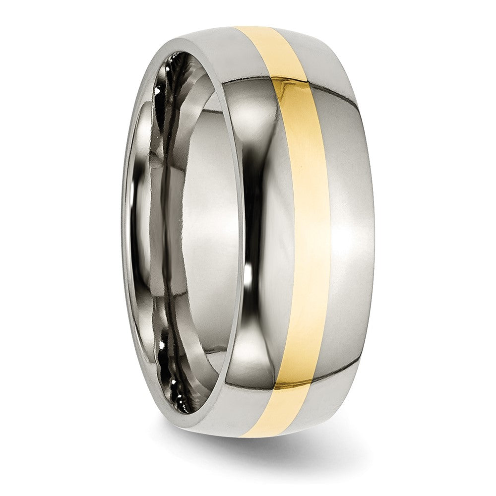 Titanium Polished w/14k Yellow Inlay 8mm Band Size - 9