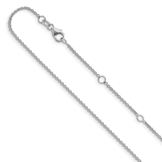14k White Gold 1.4mm Round Cable 1in+1in Adjustable Chain