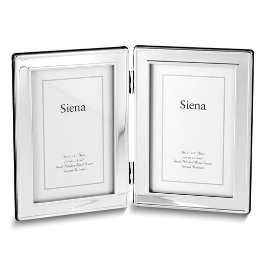 Siena Dbl Border Plain Frame Silver 4x6 Dbl