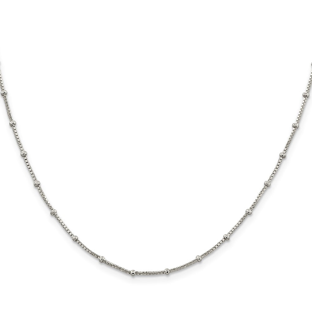 Sterling Silver 1.25mm Fancy Beaded Box Chain 16 Inches