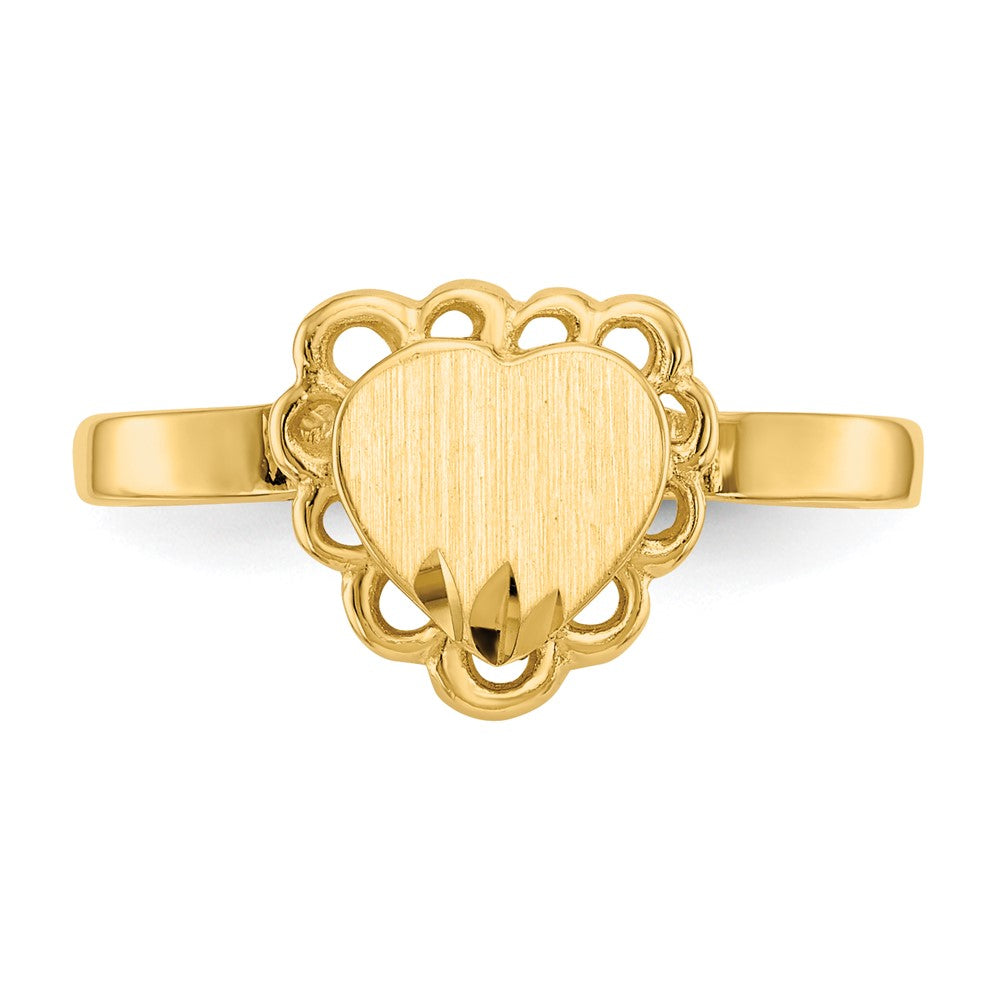 14k 6.5x7.0mm Open Back Heart Signet Ring Size 6