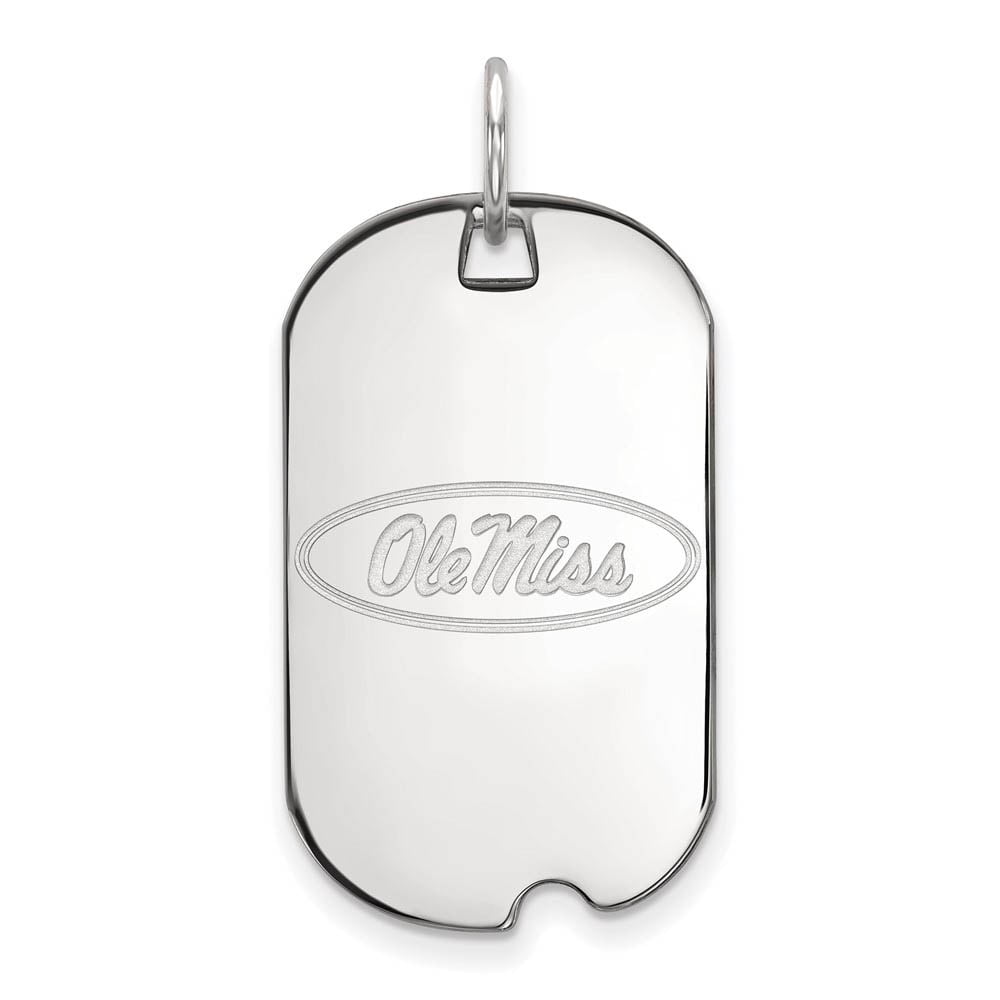 Sterling Silver Rhodium-plated LogoArt University of Mississippi Ole Miss Small Dog Tag Pendant QSS027UMS