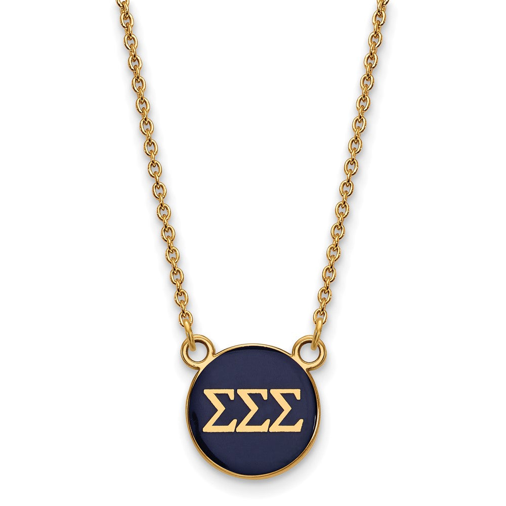 Sterling Silver Gold-plated LogoArt Sigma Sigma Sigma Sorority Greek Letters Small Color Enamel Pendant 18 inch Necklace