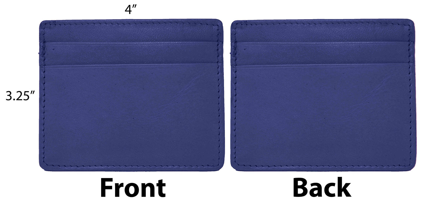 Navy Genuine Cowhide Leather RFID Blocking 6-Card Slim Wallet QGM22529
