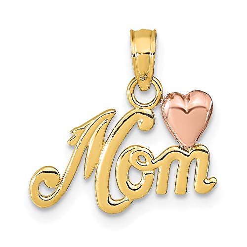 14k Two-tone MOM w/Heart Pendant
