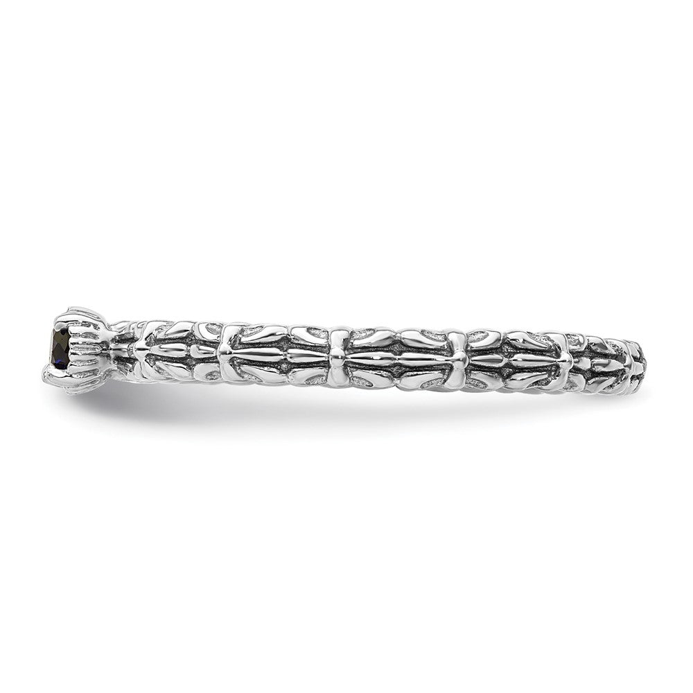 Sterling Silver Stackable Expressions Created Sapphire Single Stone Ring Size -6
