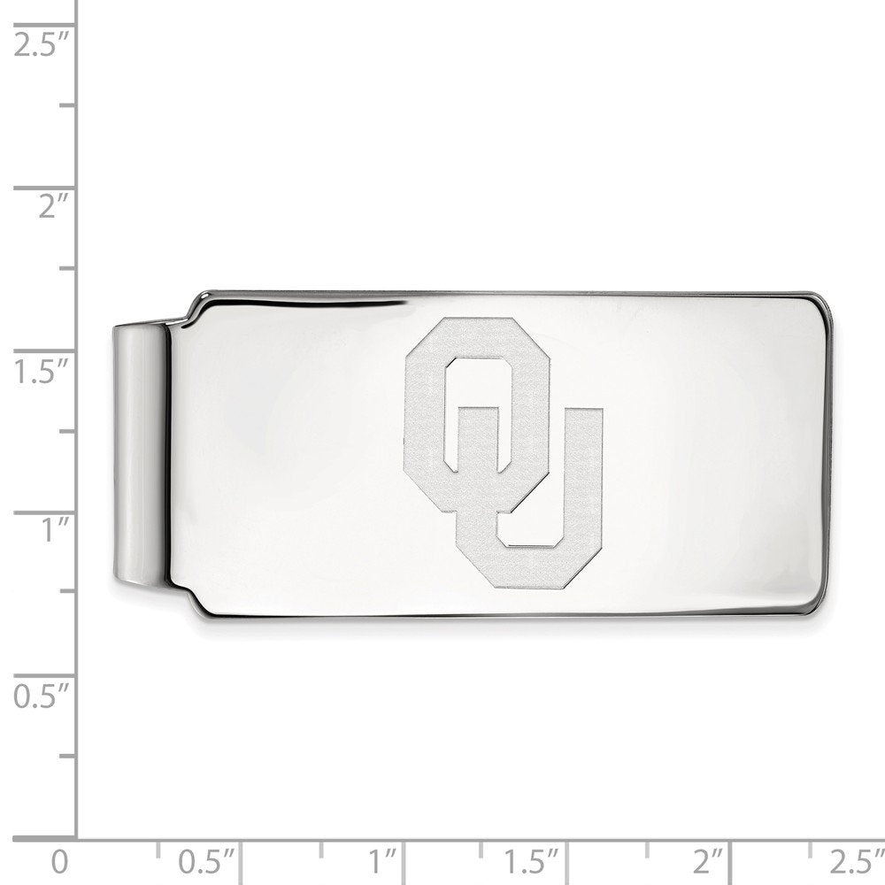 Sterling Silver Rhodium-plated LogoArt University of Oklahoma O-U Money Clip Q-SS026UOK
