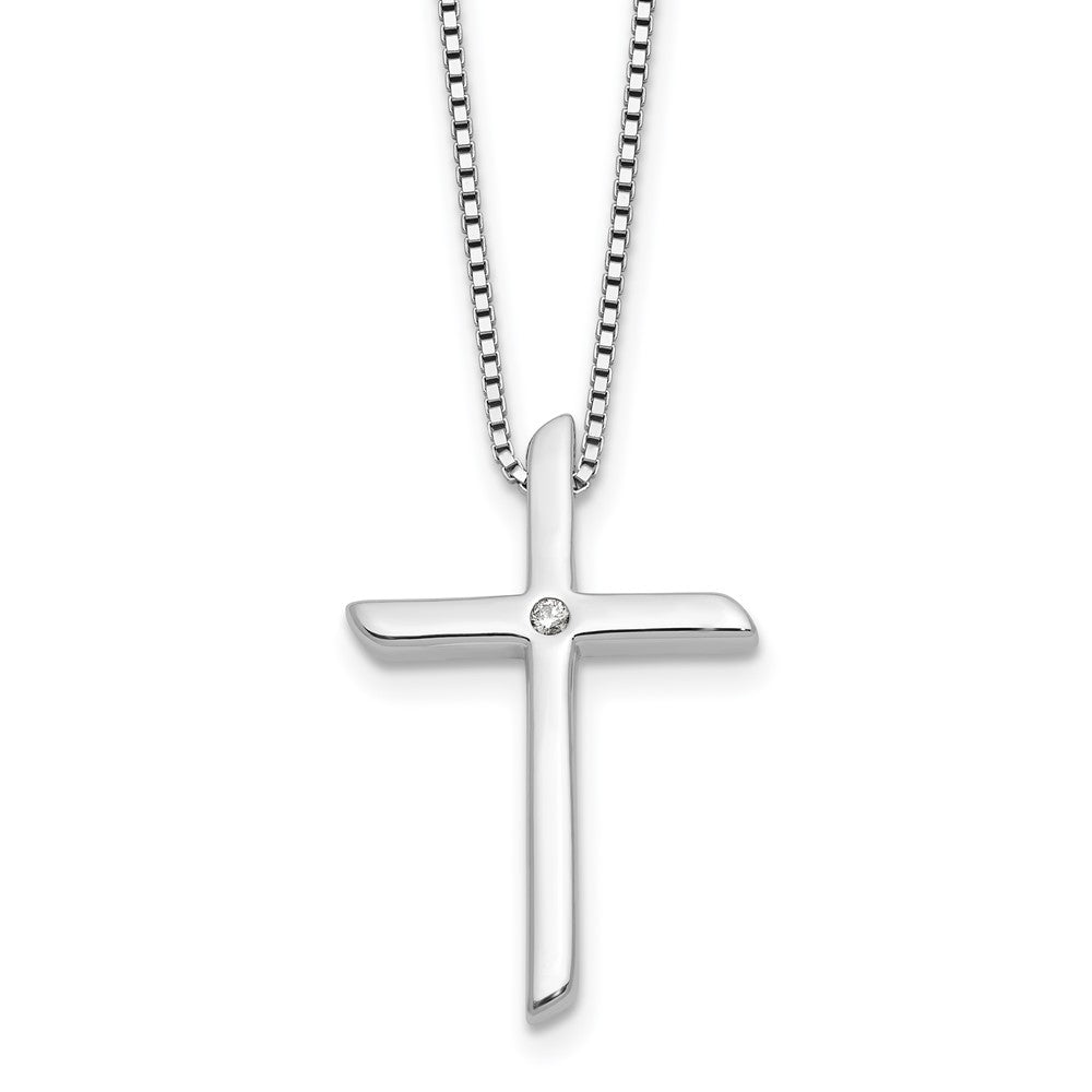 White Ice Sterling Silver Rhodium-plated 18 inch Diamond Cross Necklace plus 2 inch Extender 18 Inches