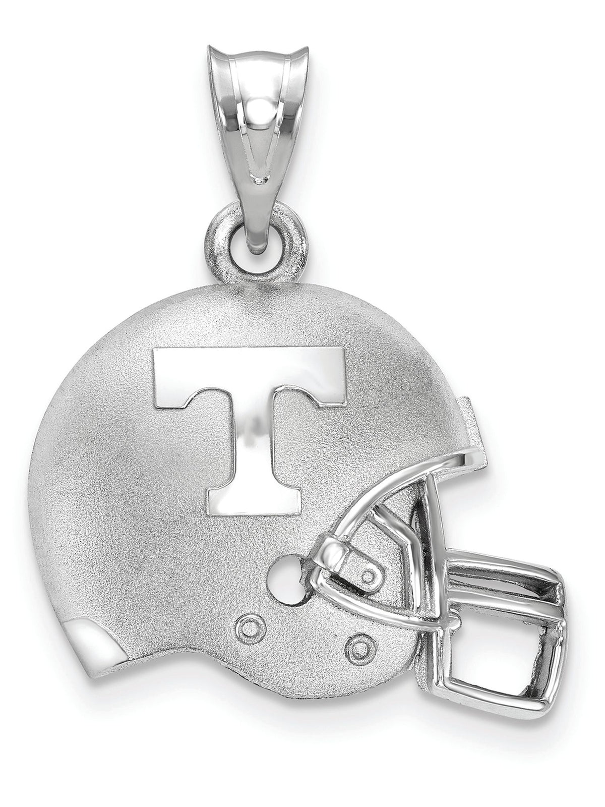 Sterling Silver Official Licensed Collegiate University of Tennessee (UT) 3D Football helmet w/Logo Pendant
