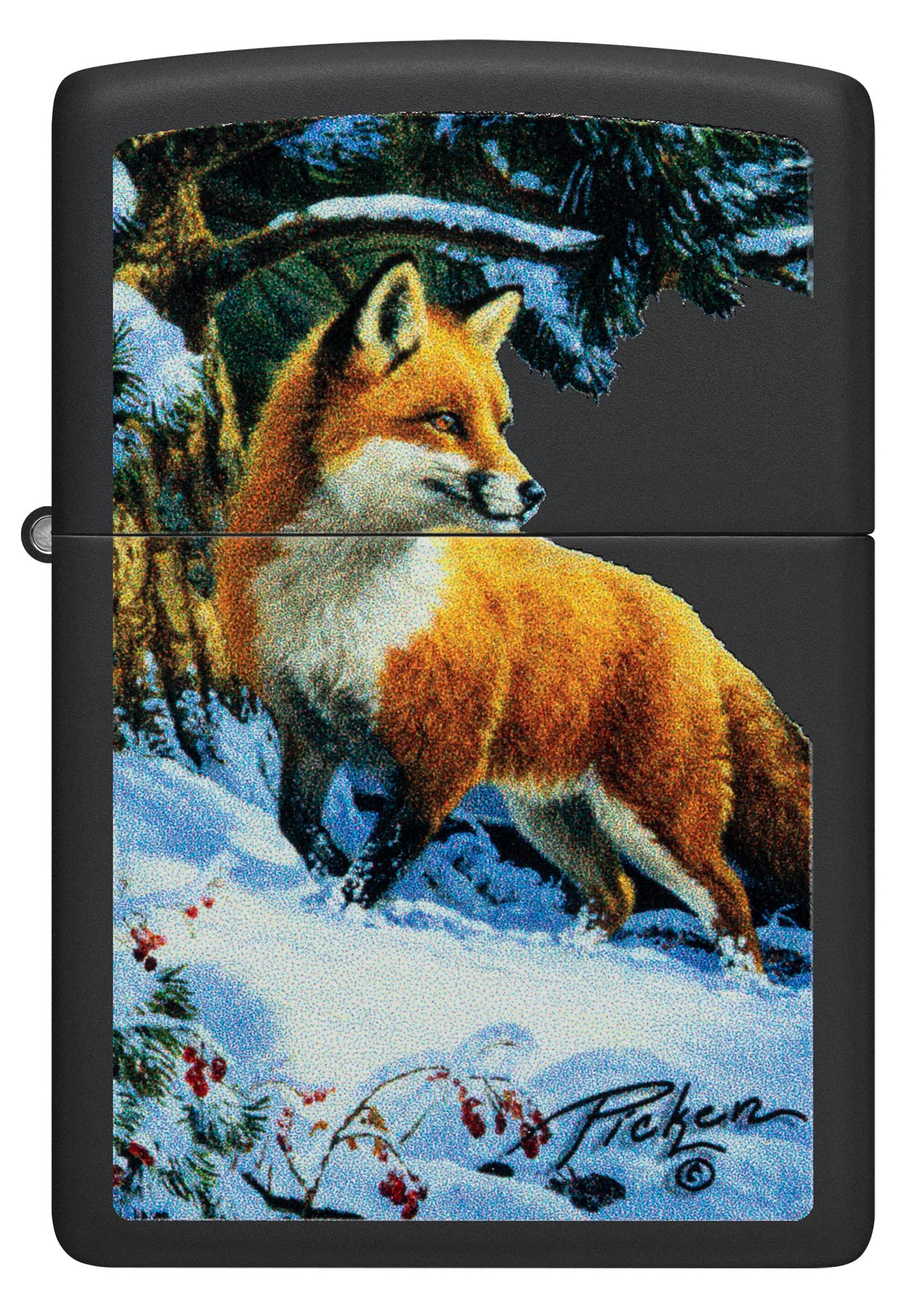 Pro-Cut ZIP-48596 2024 Zippo Linda Picken Red Fox Lighter, Black Matte