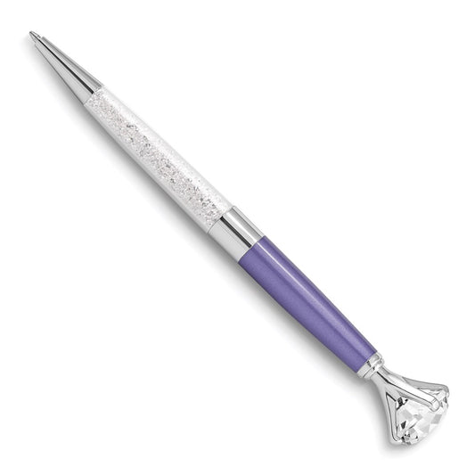 Luxury Giftware by Jere Purple Crystal Filled with Big Crystal Top Ballpoint Pen
