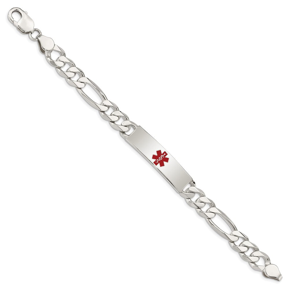 Sterling Silver Polished Medical Figaro Anchor Link ID Bracelet 8.5 inches