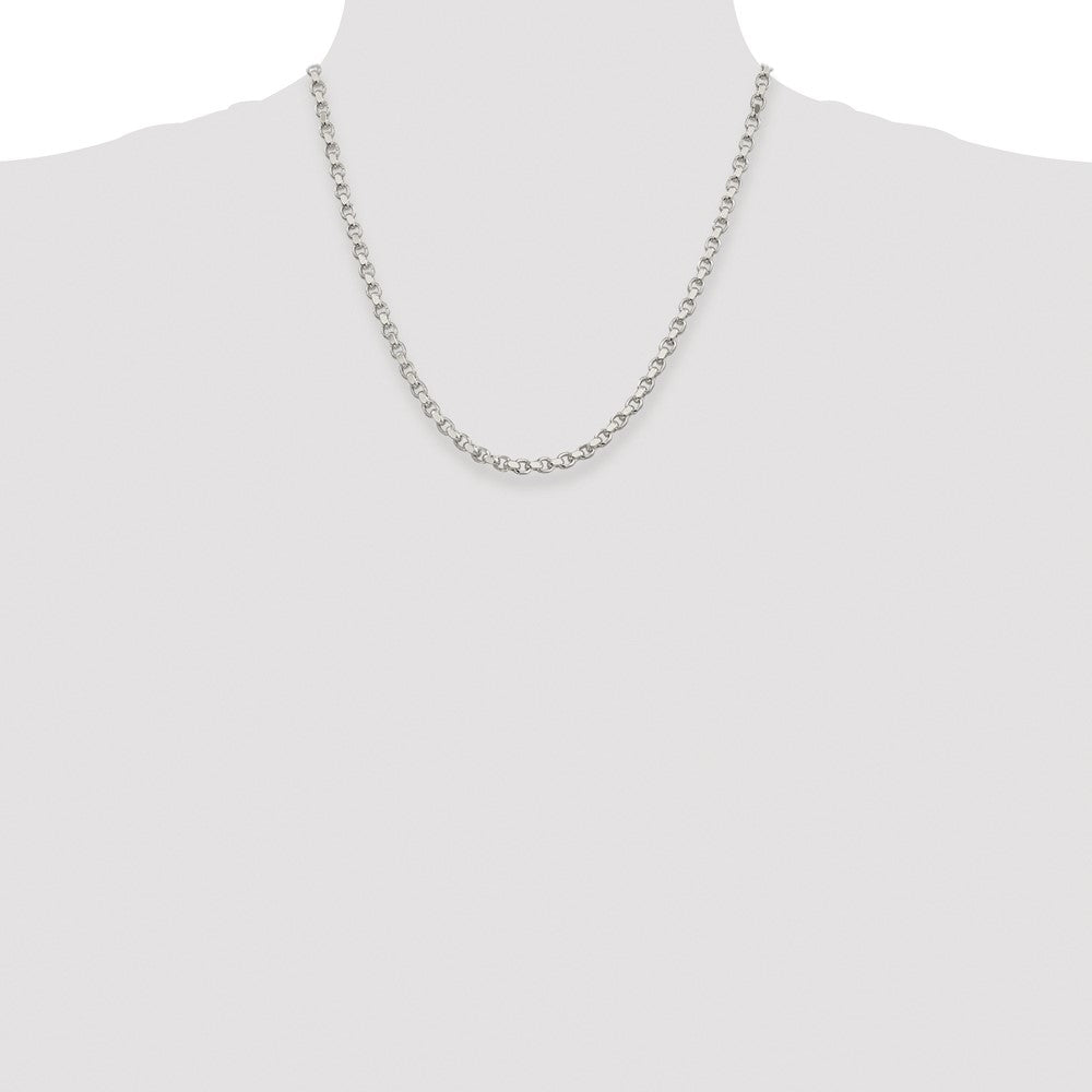 Sterling Silver Rhodium-plated 4mm Diamond-cut Rolo Chain