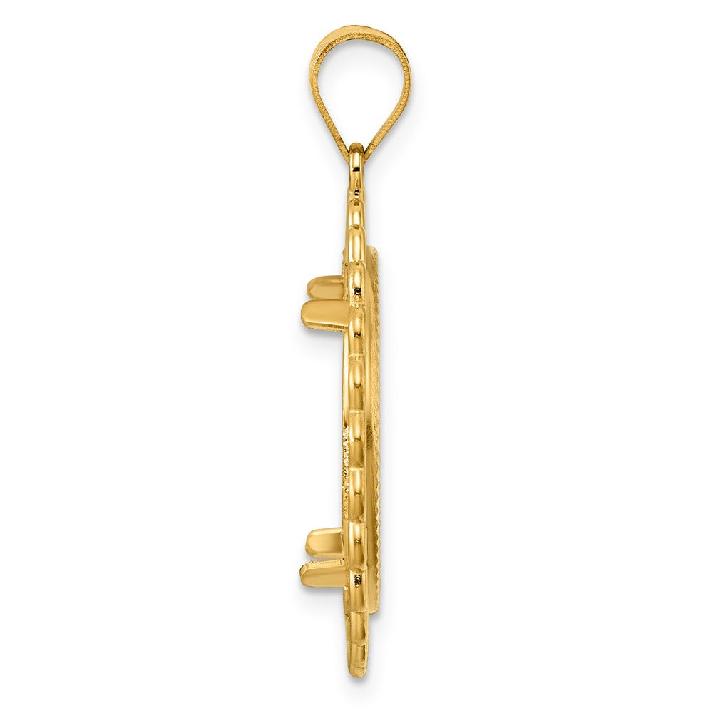 14k Diamond Cut Loop with 18.0mm Prong Coin Bezel Pendant
