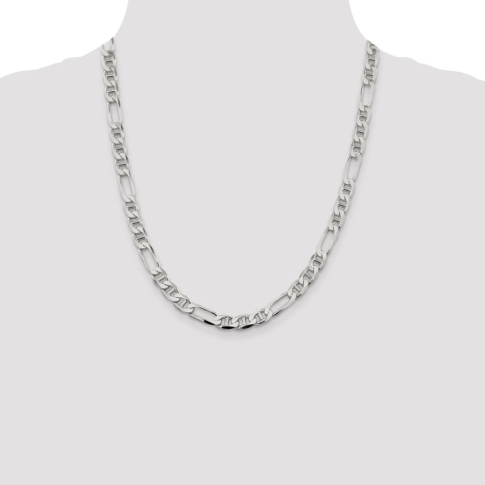 Sterling Silver 7.5mm Figaro Anchor Chain 22 Inches