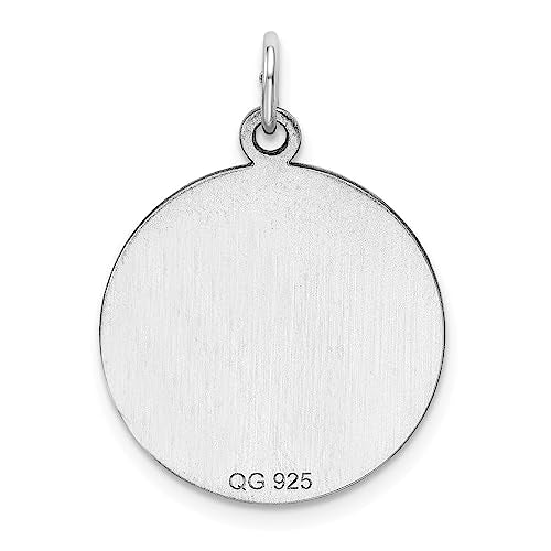 SS Rh-plt Engraveable Round Polished Front/Satin Back Disc Charm