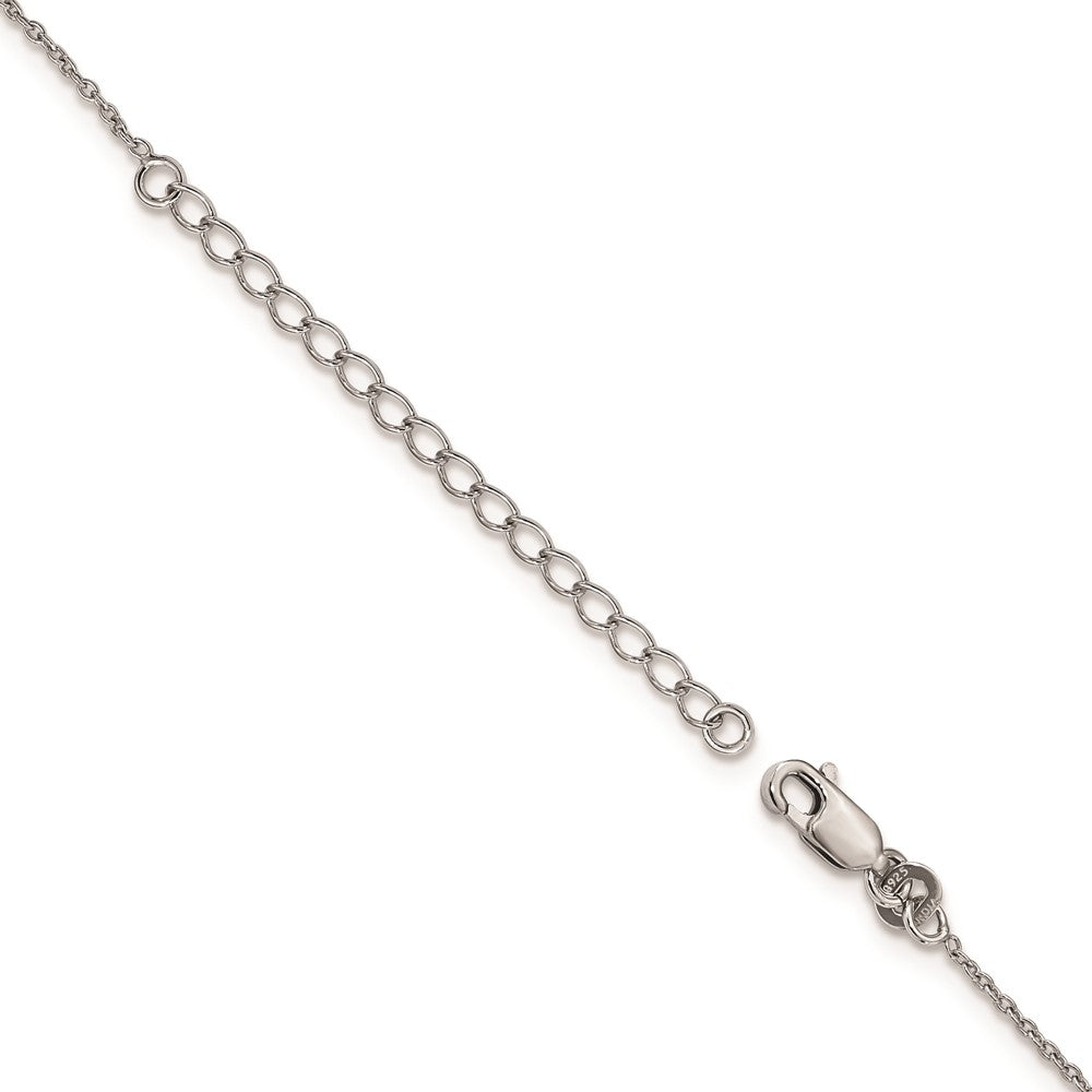 Brilliant Embers Sterling Silver Rhodium-plated 20 Stone 18 inch White and Green Micro Pav‚ CZ Necklace with 2 Inch Extender 18 Inches
