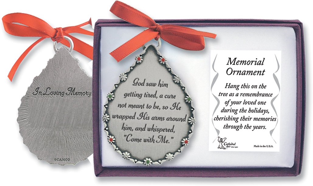 Cathedral Art CO514 God Saw Him Getting Tired Teardrop Memorial Ornament, 2-3/4-Inch