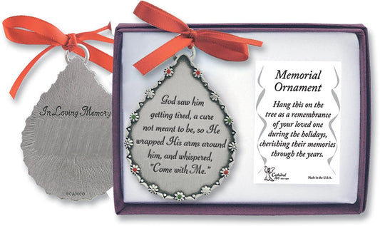 Cathedral Art CO514 God Saw Him Getting Tired Teardrop Memorial Ornament, 2-3/4-Inch