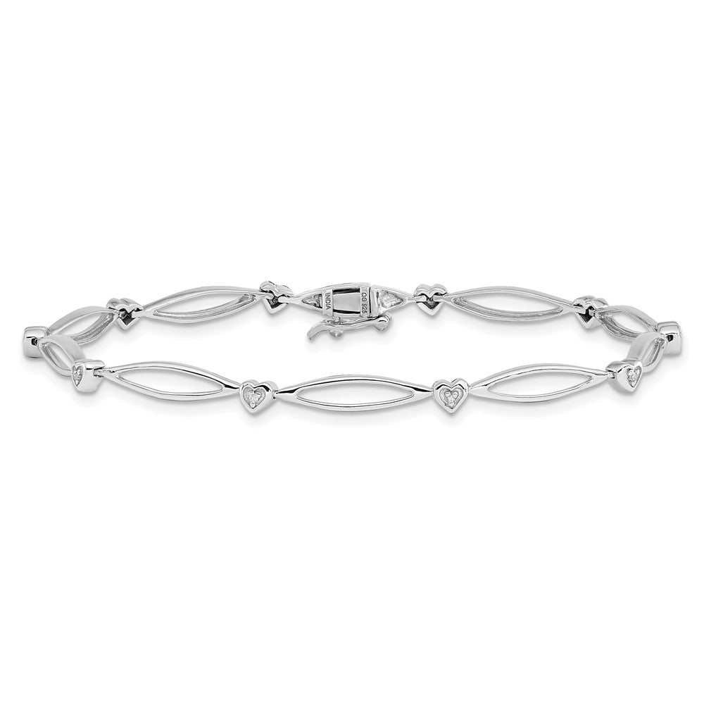 Sterling Silver Rhodium-plated Diam. Bracelet 7 inches