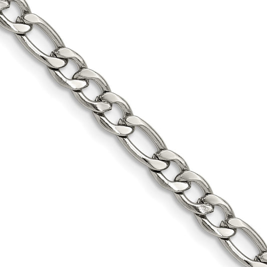 Chisel Stainless Steel Polished 4.5mm 20 inch Figaro Chain