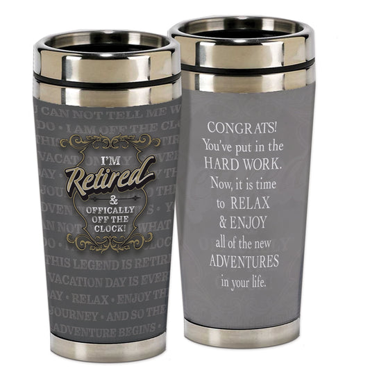 Retired Officially Clock 16 ounce Stainless Steel Travel Mug with Lid