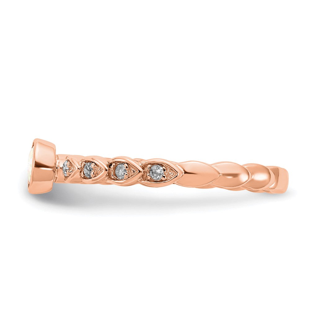 10k & Rhodium Rose Gold Opal & Diamond Ring